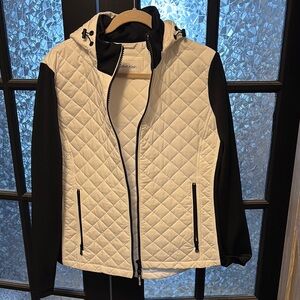 Calvin Klein Black and White Puffer Jacket with Quilted Design